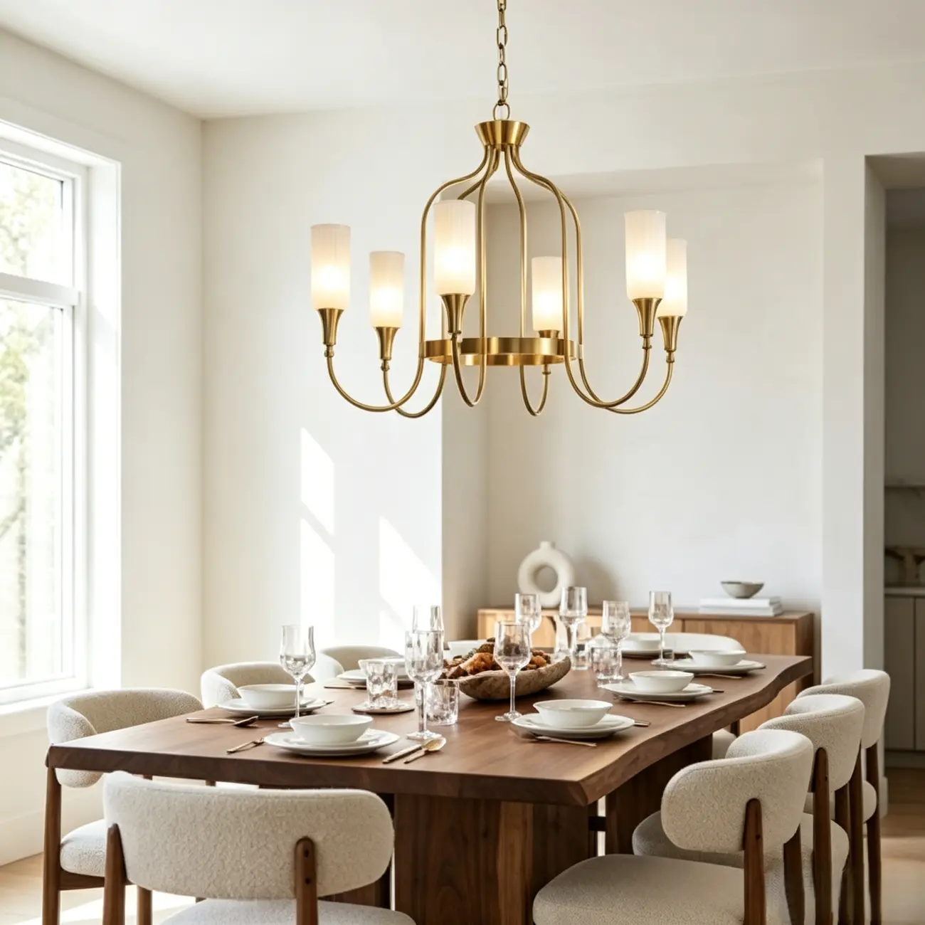 Modern Luxury Brass Chandelier with Fluted Glass Shades Image - 5 | homeyfad