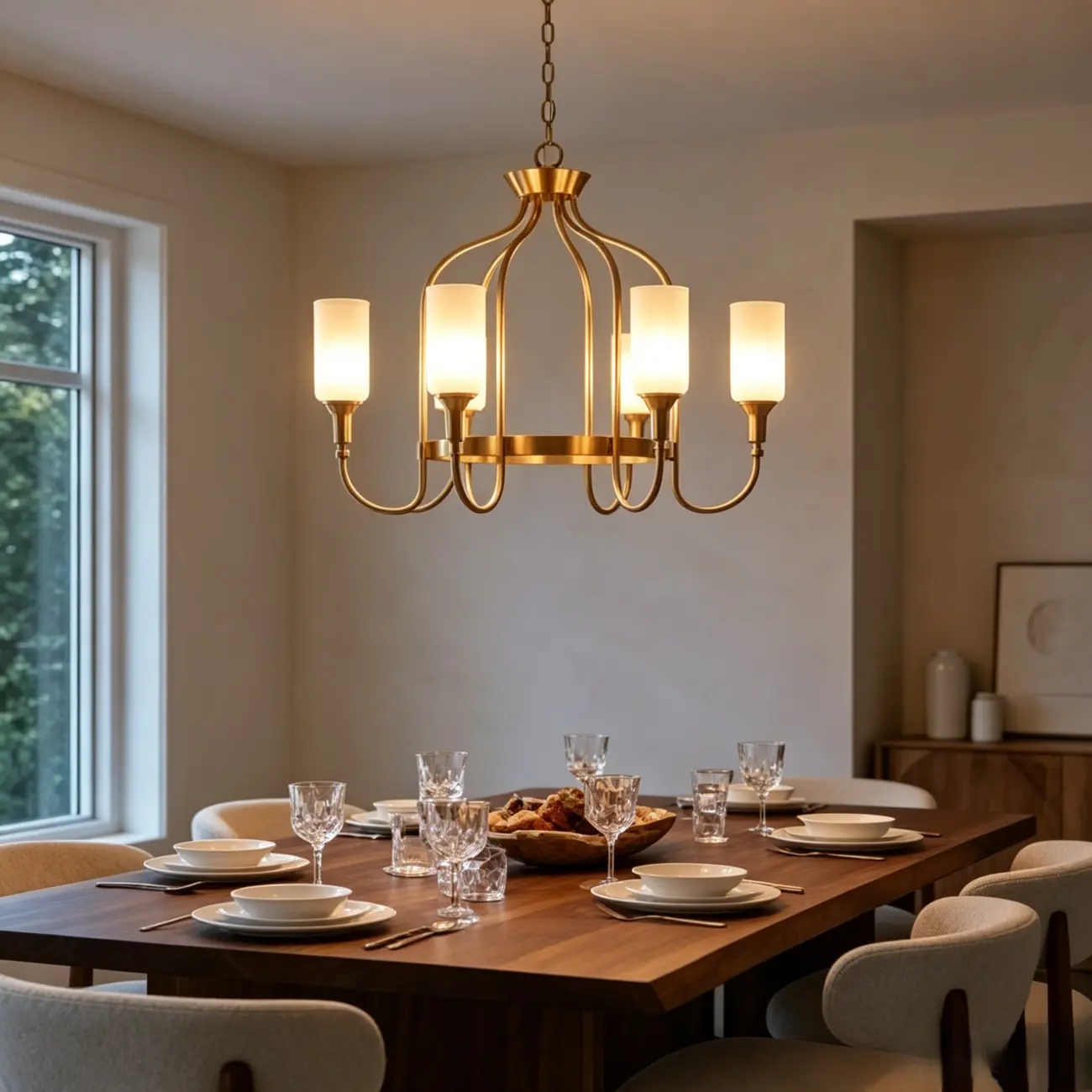 Modern Luxury Brass Chandelier with Fluted Glass Shades Image - 6 | homeyfad