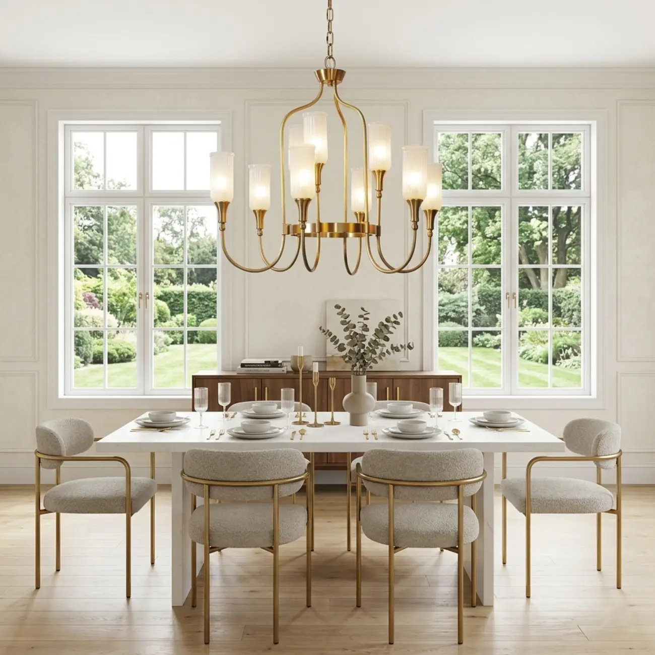 Modern Luxury Brass Chandelier with Fluted Glass Shades Image - 1 | homeyfad