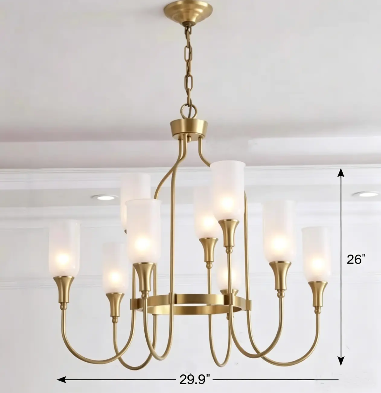 Modern Luxury Brass Chandelier with Fluted Glass Shades Image - 10 | homeyfad