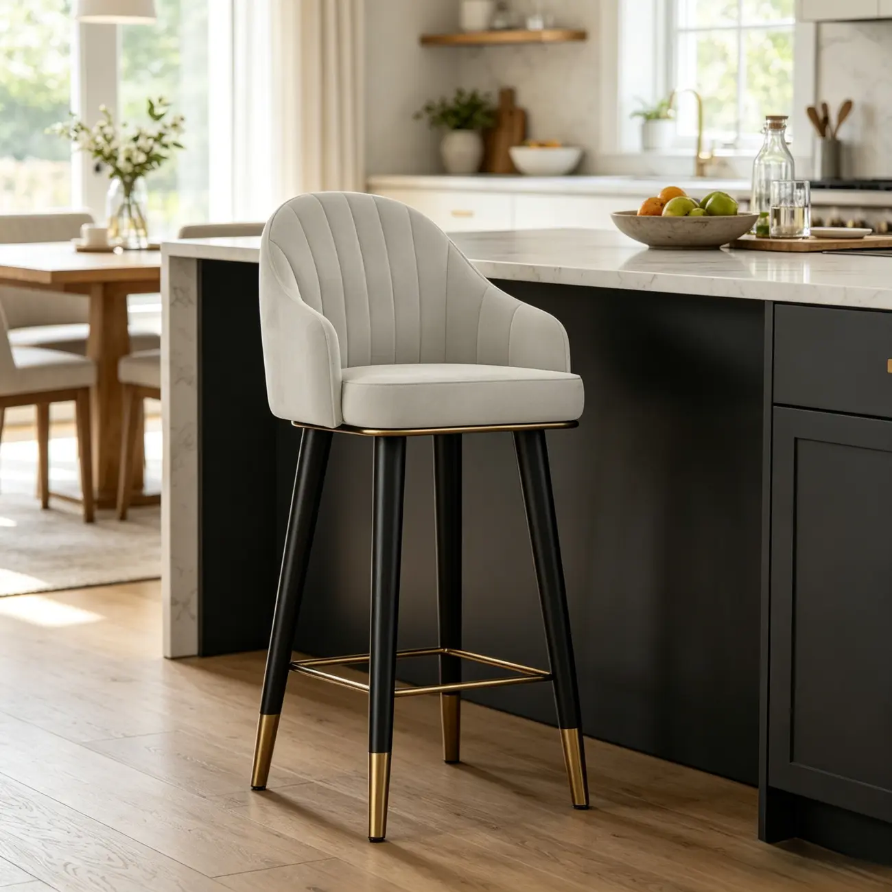 Glam Velvet Upholstered Counter Height Bar Stools Image - 3 | homeyfad
