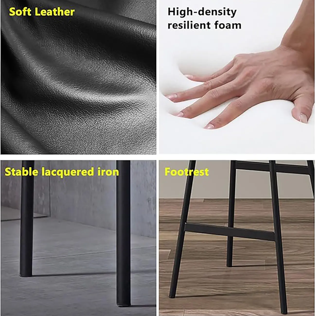 Saddle Leather Modern Ergonomic Low Back Bar Stool for Kitchen Image - 5 | homeyfad
