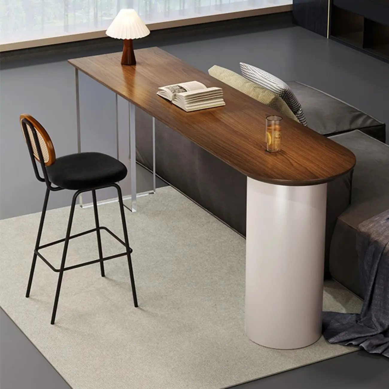 Modern Pine Wood Pub Table with Acrylic Base for Office Image - 4 | homeyfad