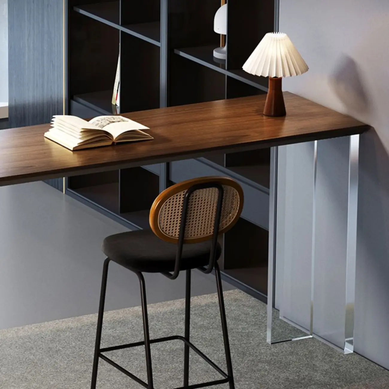 Modern Pine Wood Pub Table with Acrylic Base for Office Image - 5 | homeyfad