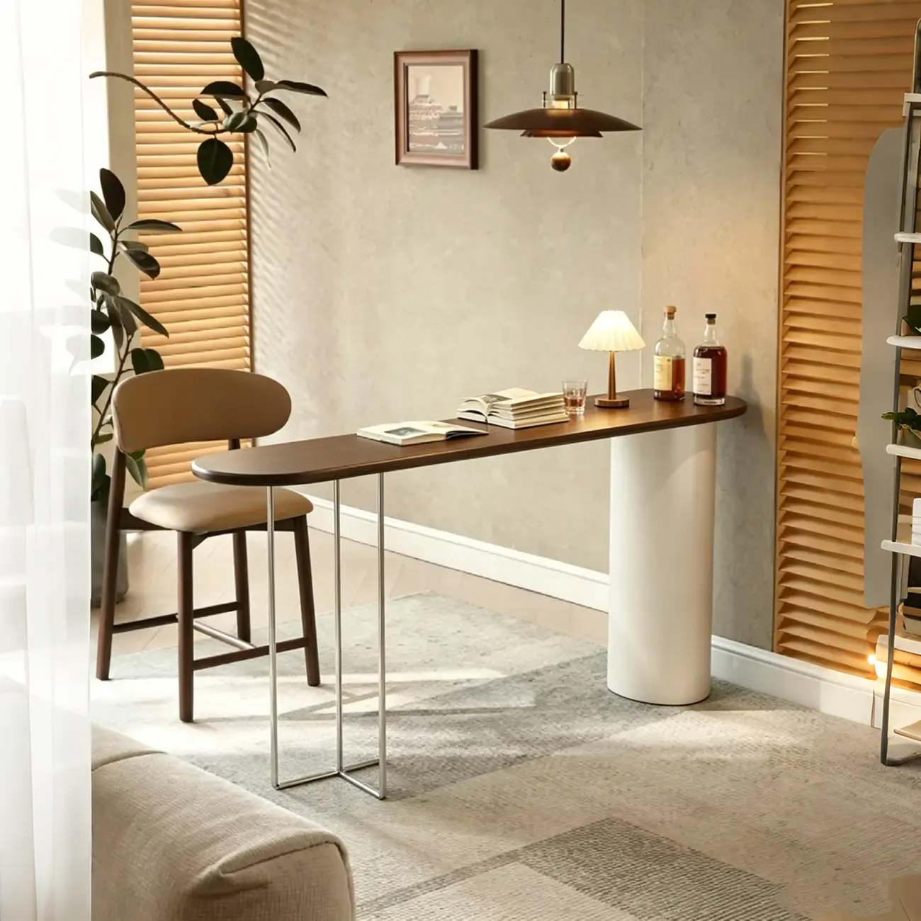 Modern Pine Wood Pub Table with Acrylic Base for Office Image - 3 | homeyfad