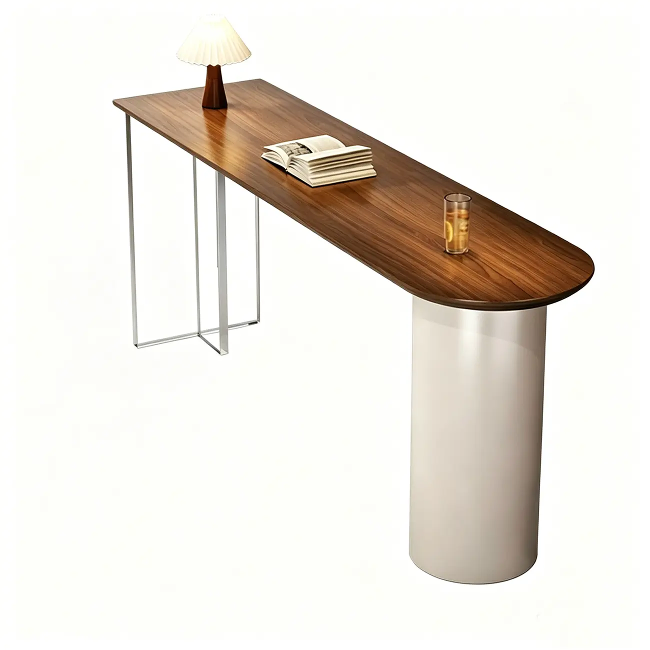 Modern Pine Wood Pub Table with Acrylic Base for Office Image - 8 | homeyfad