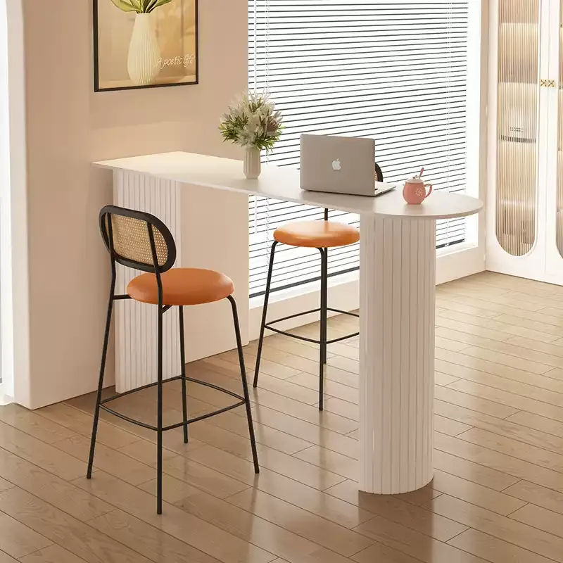 Modern Marble Top Bar Table with Geometric Frame for Dining Image - 5 | homeyfad