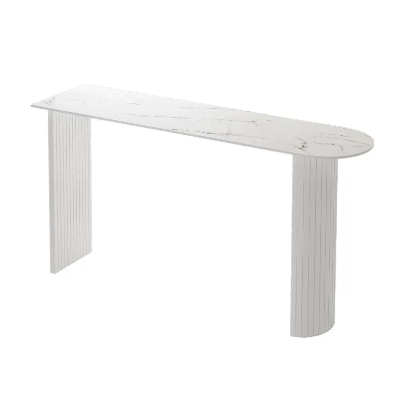 Modern Marble Top Bar Table with Geometric Frame for Dining Image - 6 | homeyfad