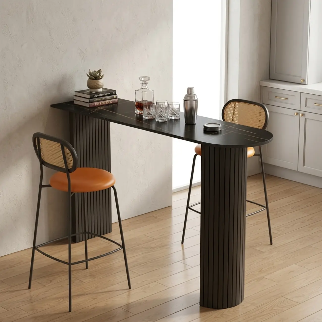 Modern Marble Top Bar Table with Geometric Frame for Dining Image - 1 | homeyfad