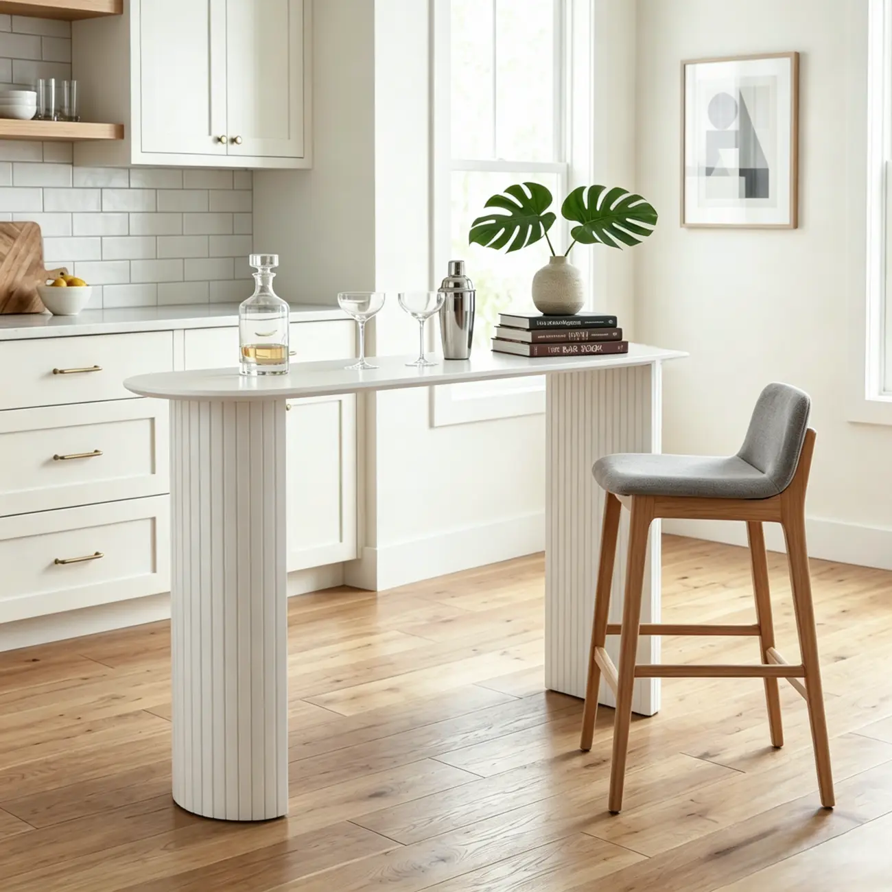 Modern Marble Top Bar Table with Geometric Frame for Dining Image - 2 | homeyfad