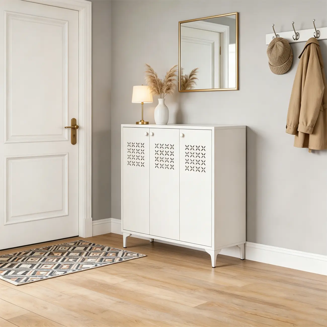Modern Breathable Lattice Shoe Storage With Adjustable Shelves Image - 11 | homeyfad