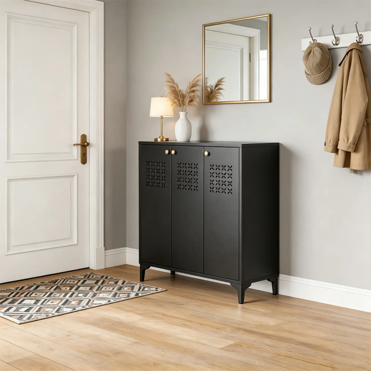 Modern Breathable Lattice Shoe Storage With Adjustable Shelves Image - 10 | homeyfad
