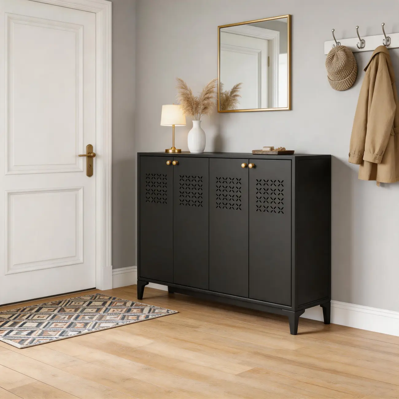 Modern Breathable Lattice Shoe Storage With Adjustable Shelves Image - 9 | homeyfad