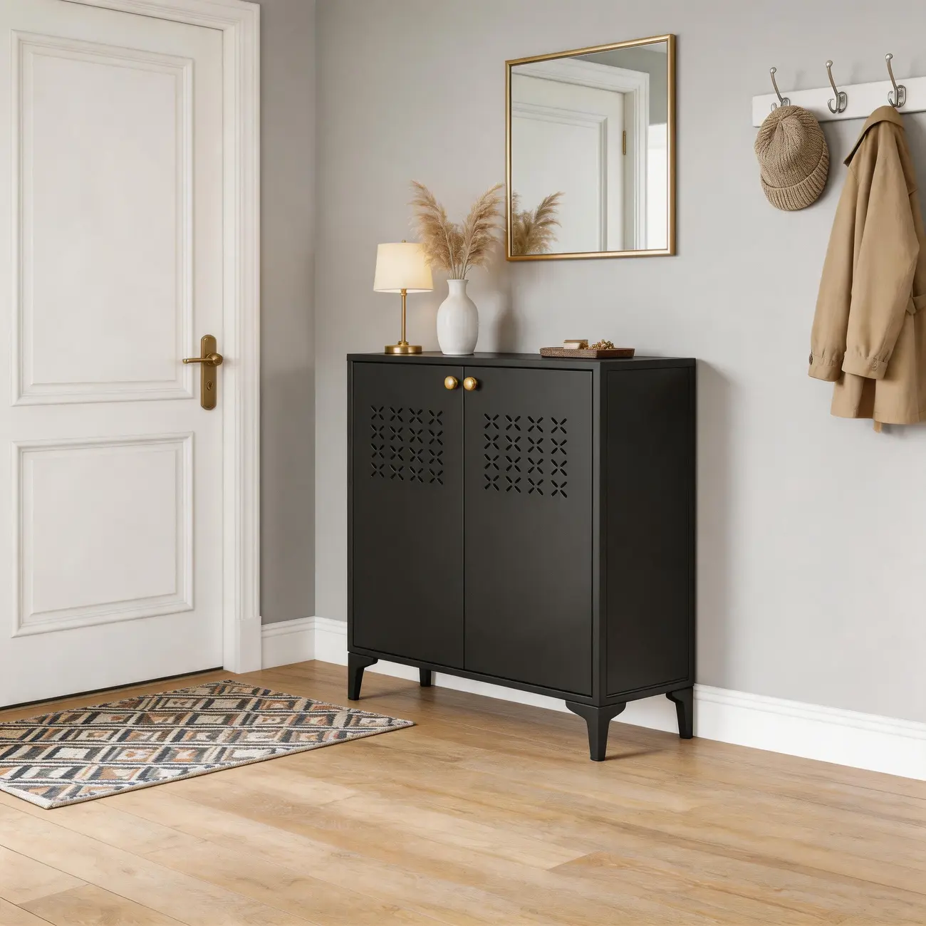 Modern Breathable Lattice Shoe Storage With Adjustable Shelves Image - 7 | homeyfad