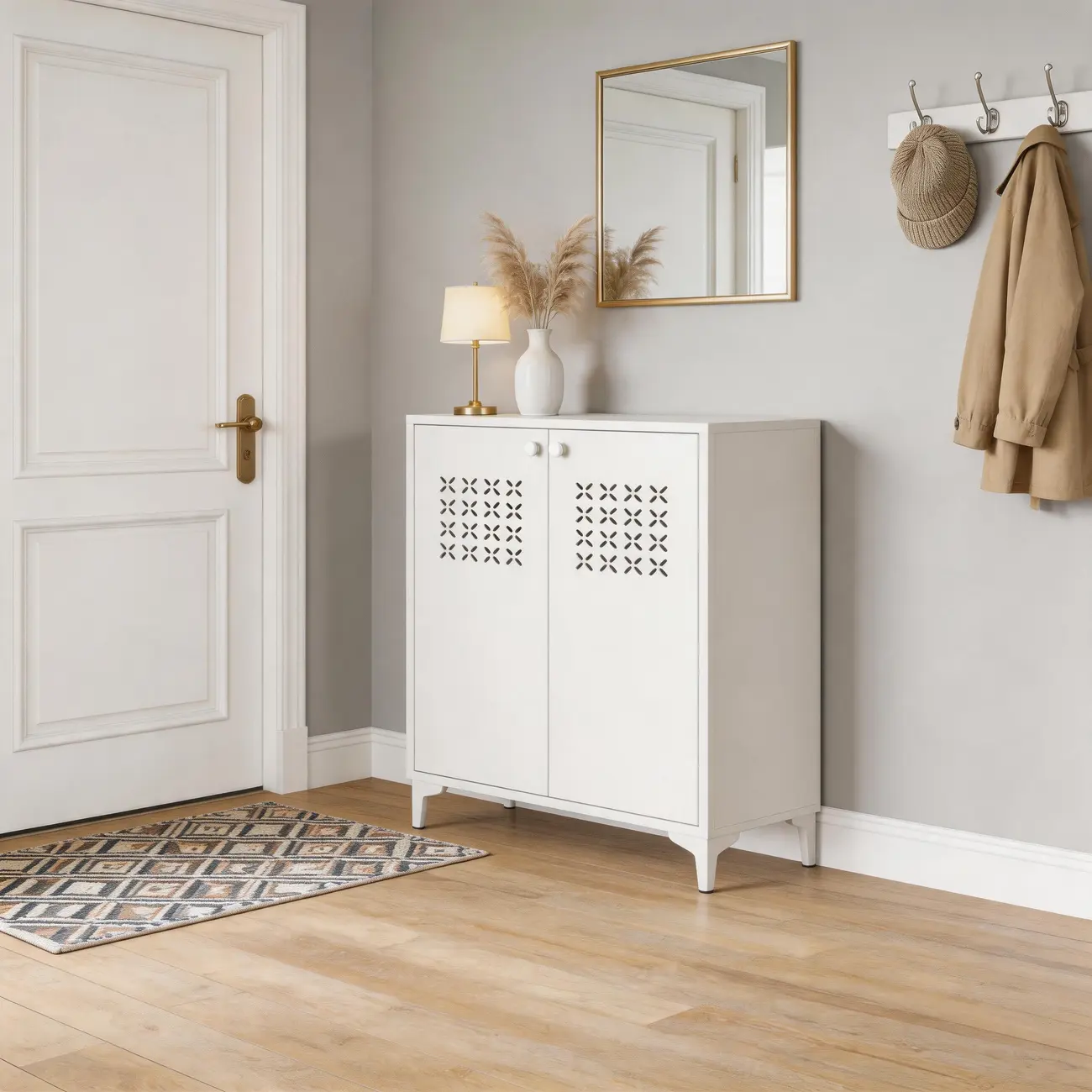 Modern Breathable Lattice Shoe Storage With Adjustable Shelves Image - 8 | homeyfad