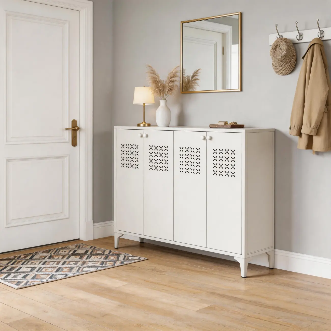 Modern Breathable Lattice Shoe Storage With Adjustable Shelves Image - 12 | homeyfad