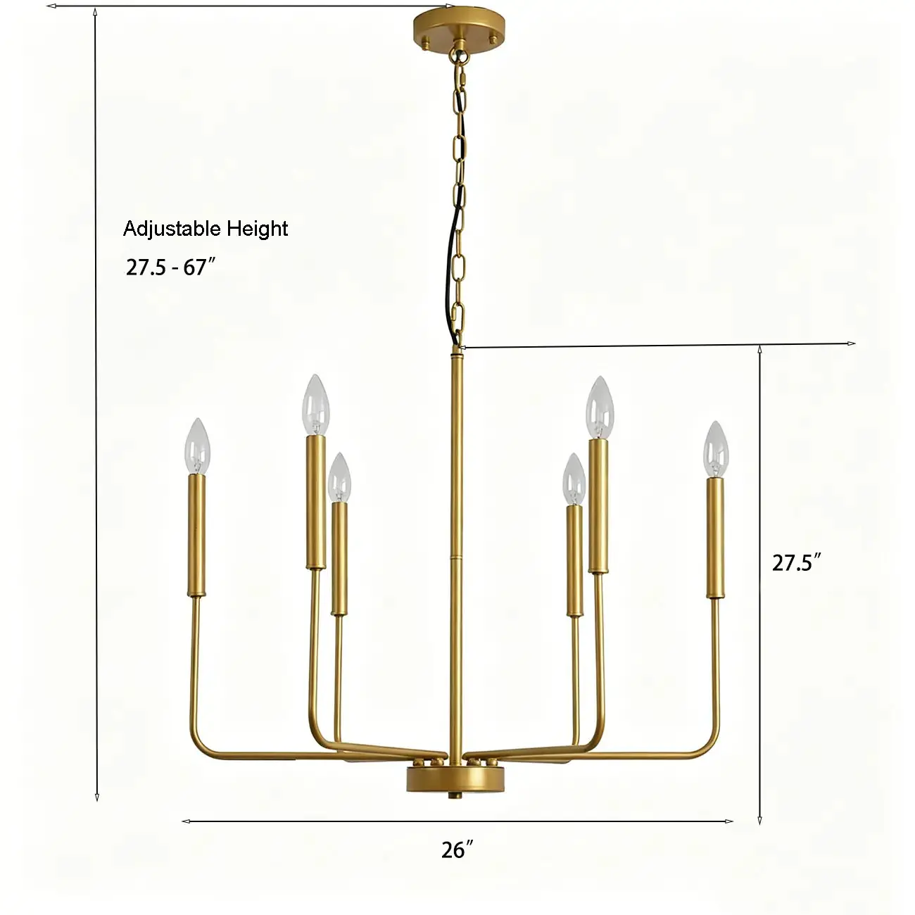 Minimalist Iron Candle-style Chandelier Adjustable Chain Height Image - 8 | homeyfad
