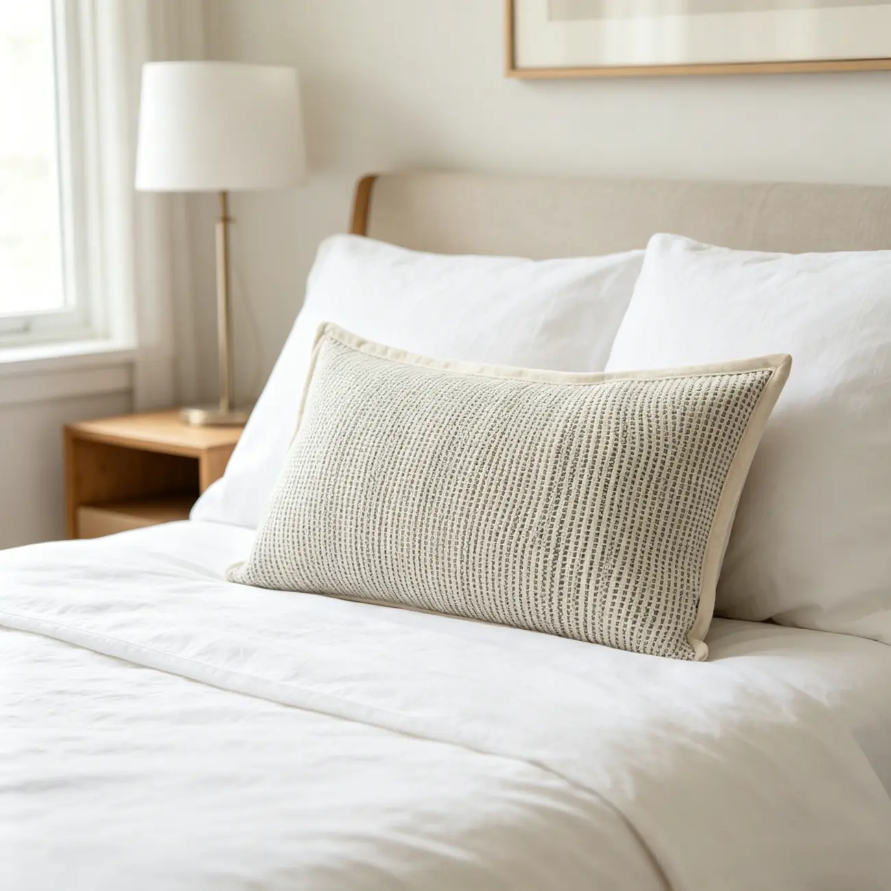 Modern Minimalist Beige Woven Textured Decorative Throw Pillow Image - 4 | homeyfad
