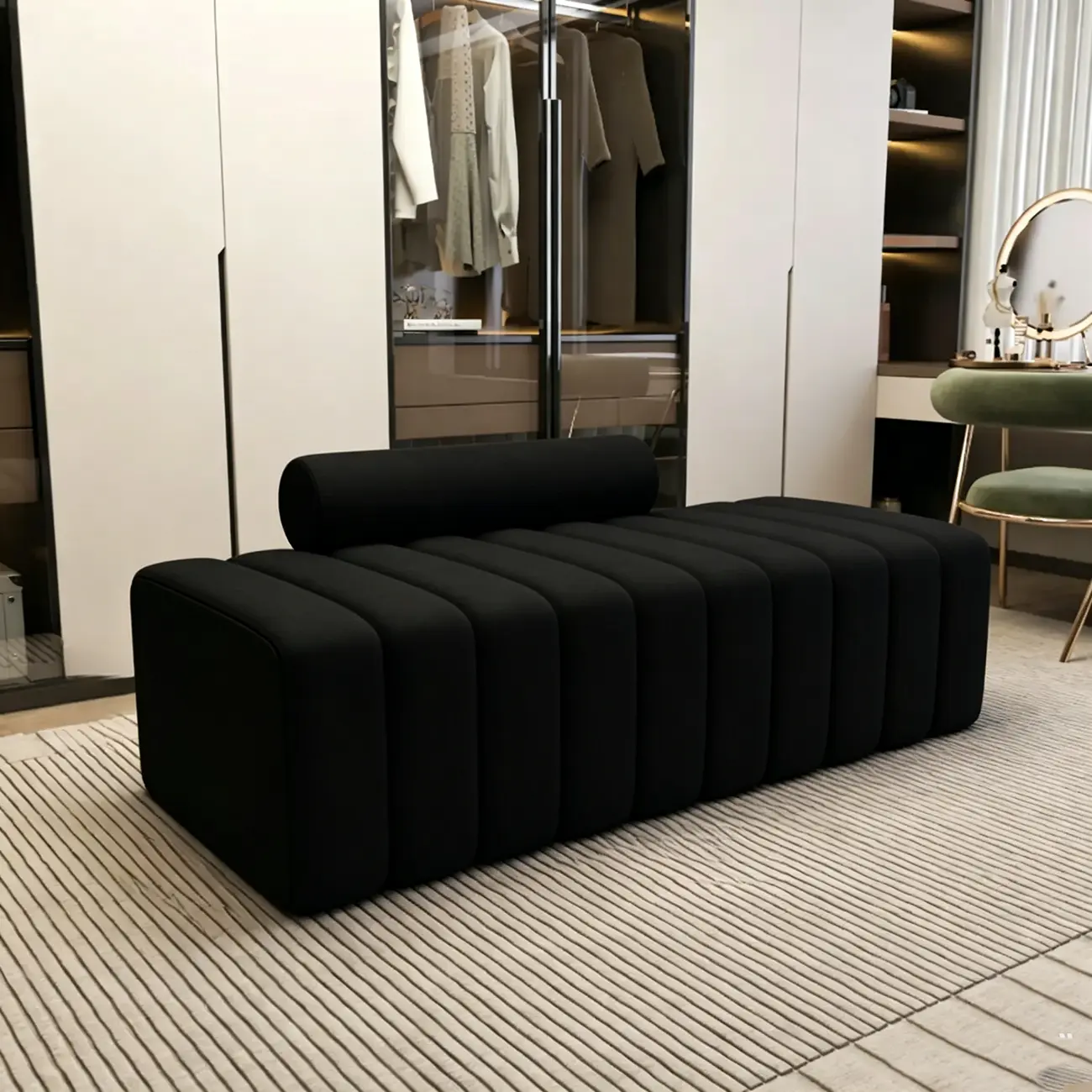 Elegance Flannel Upholstered Entryway Bench with Storage Image - 5 | homeyfad