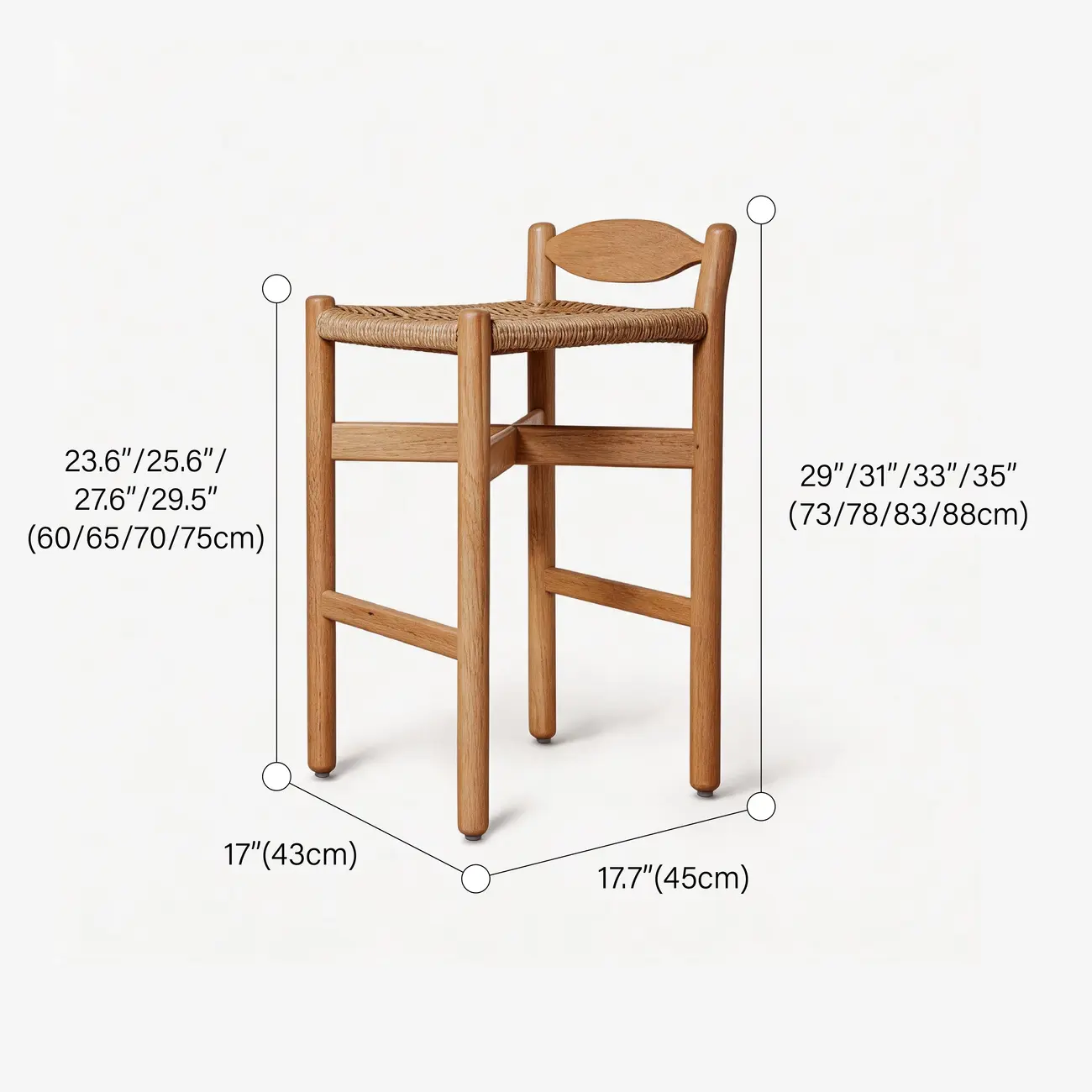 Modern Crafted Solid White Ash Wood Bar Stool For Kitchen Island #size | homeyfad