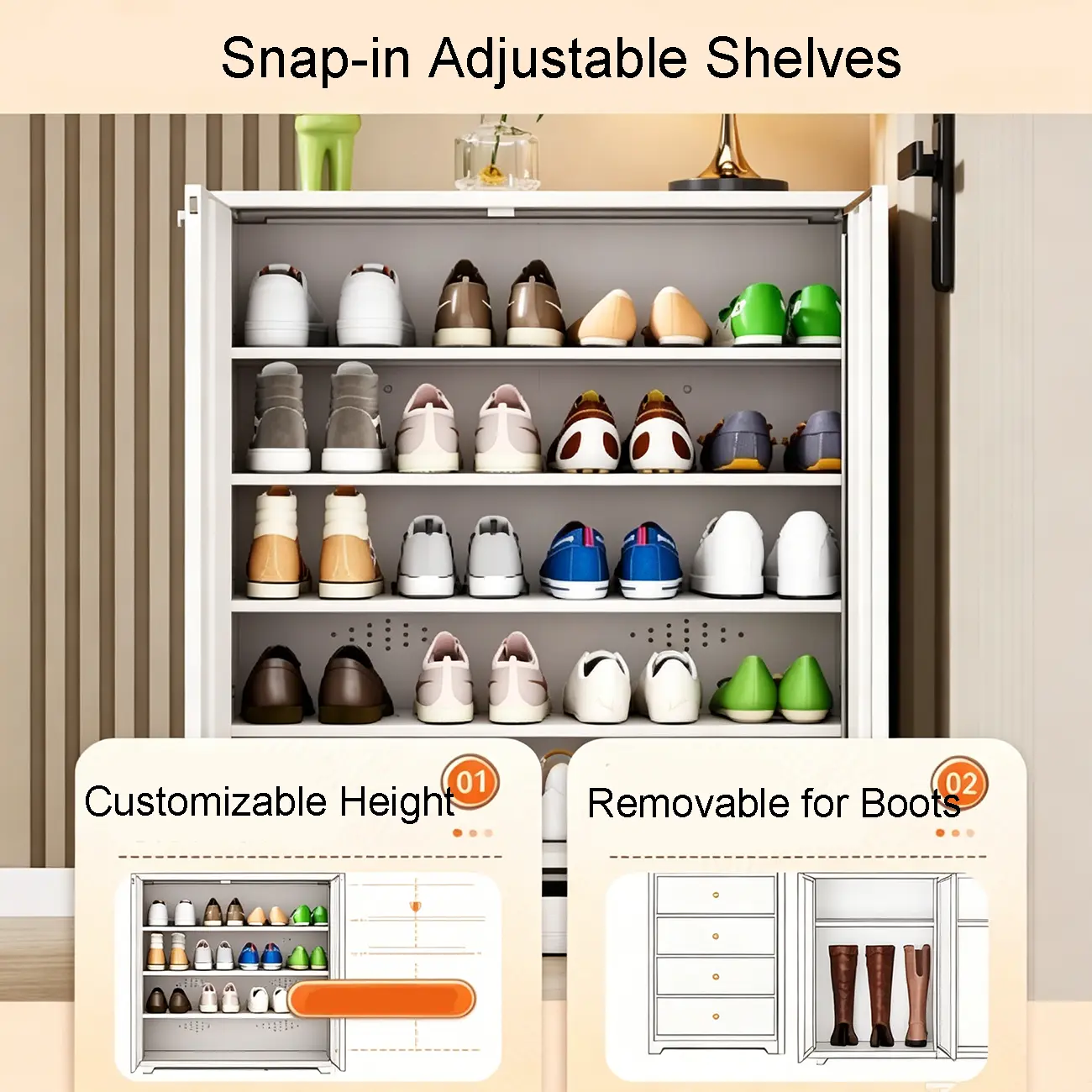 Modern Breathable Lattice Shoe Storage With Adjustable Shelves Image - 5 | homeyfad