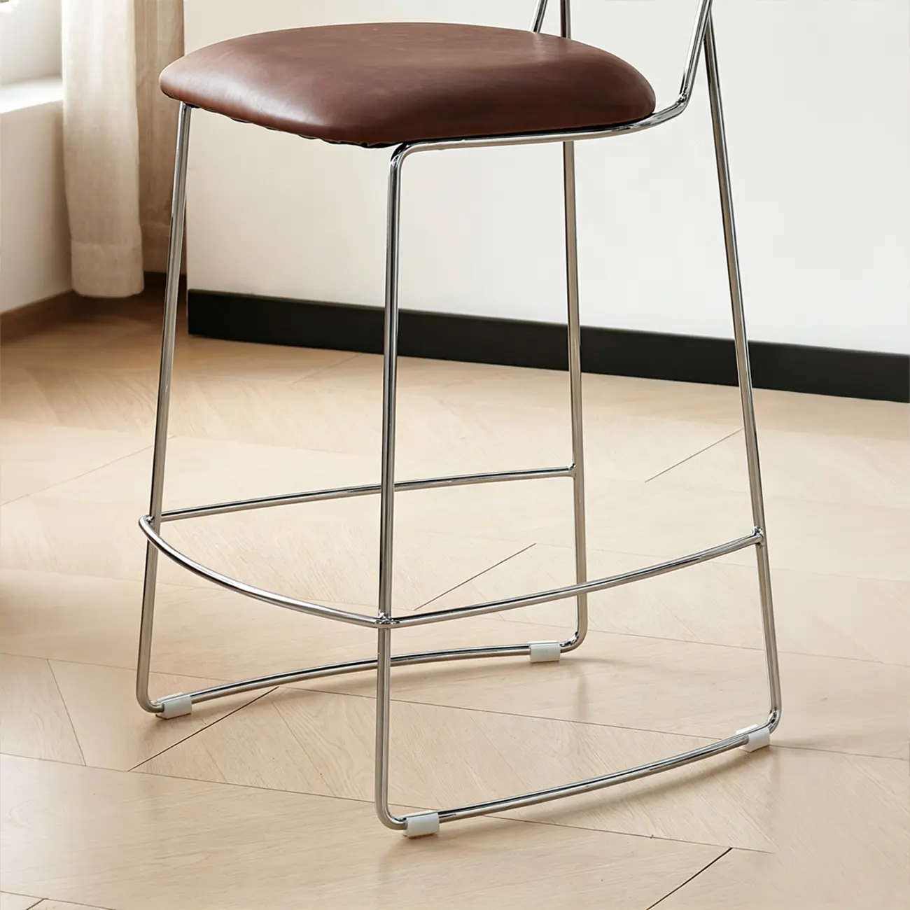 Minimalist Solid Steel Upholstered Kitchen Counter Stool Image - 7 | homeyfad