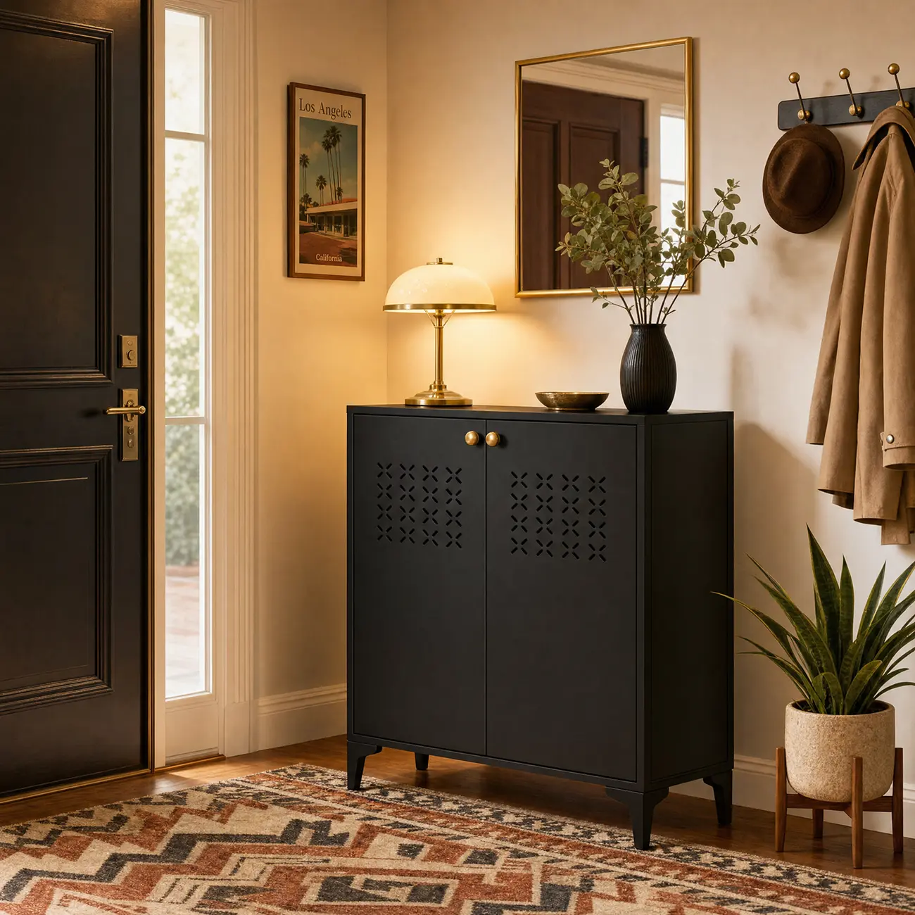 Modern Breathable Lattice Shoe Storage With Adjustable Shelves Image - 1 | homeyfad