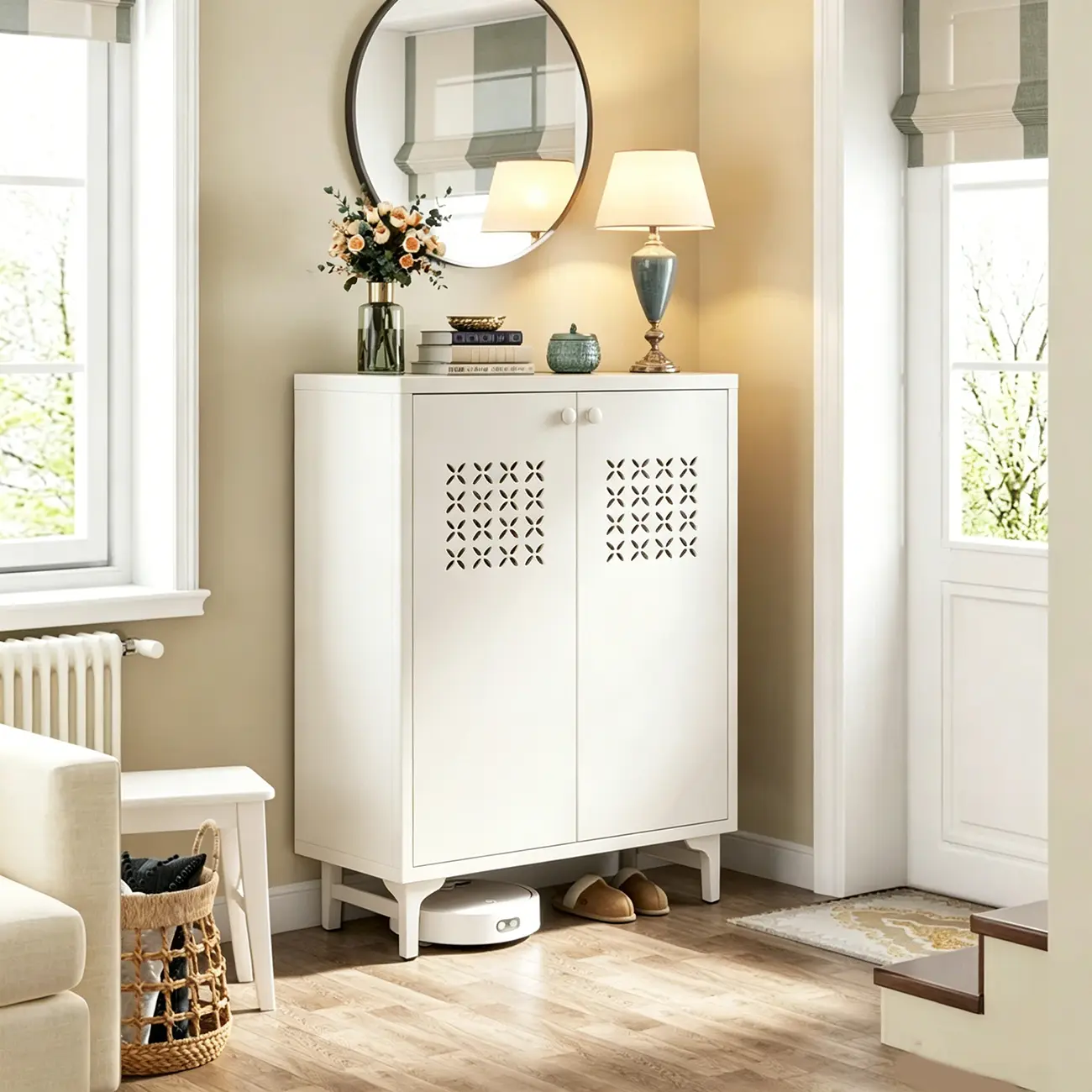 Modern Breathable Lattice Shoe Storage With Adjustable Shelves Image - 4 | homeyfad