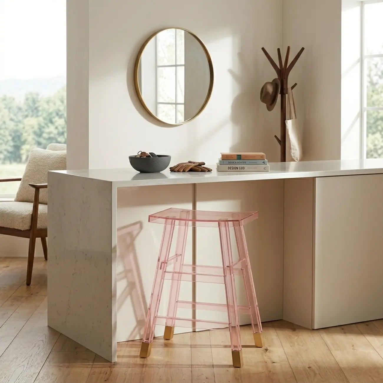 Saddle Acrylic Counter Height Backless Bar Stools Image - 2 | homeyfad