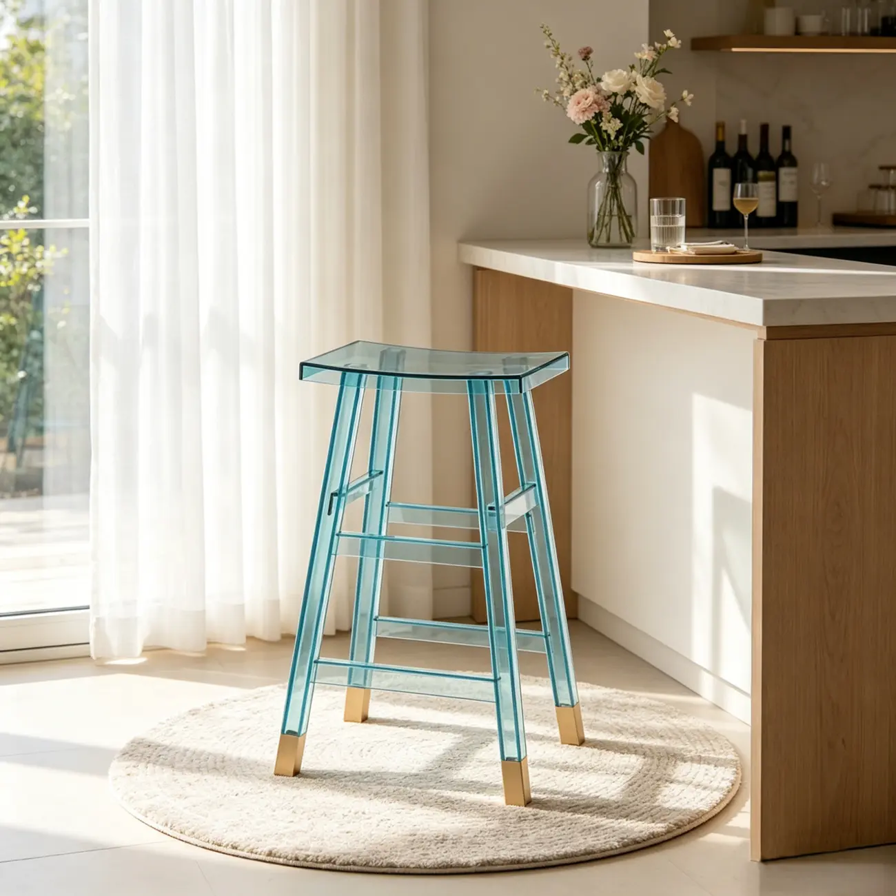 Saddle Acrylic Counter Height Backless Bar Stools Image - 3 | homeyfad