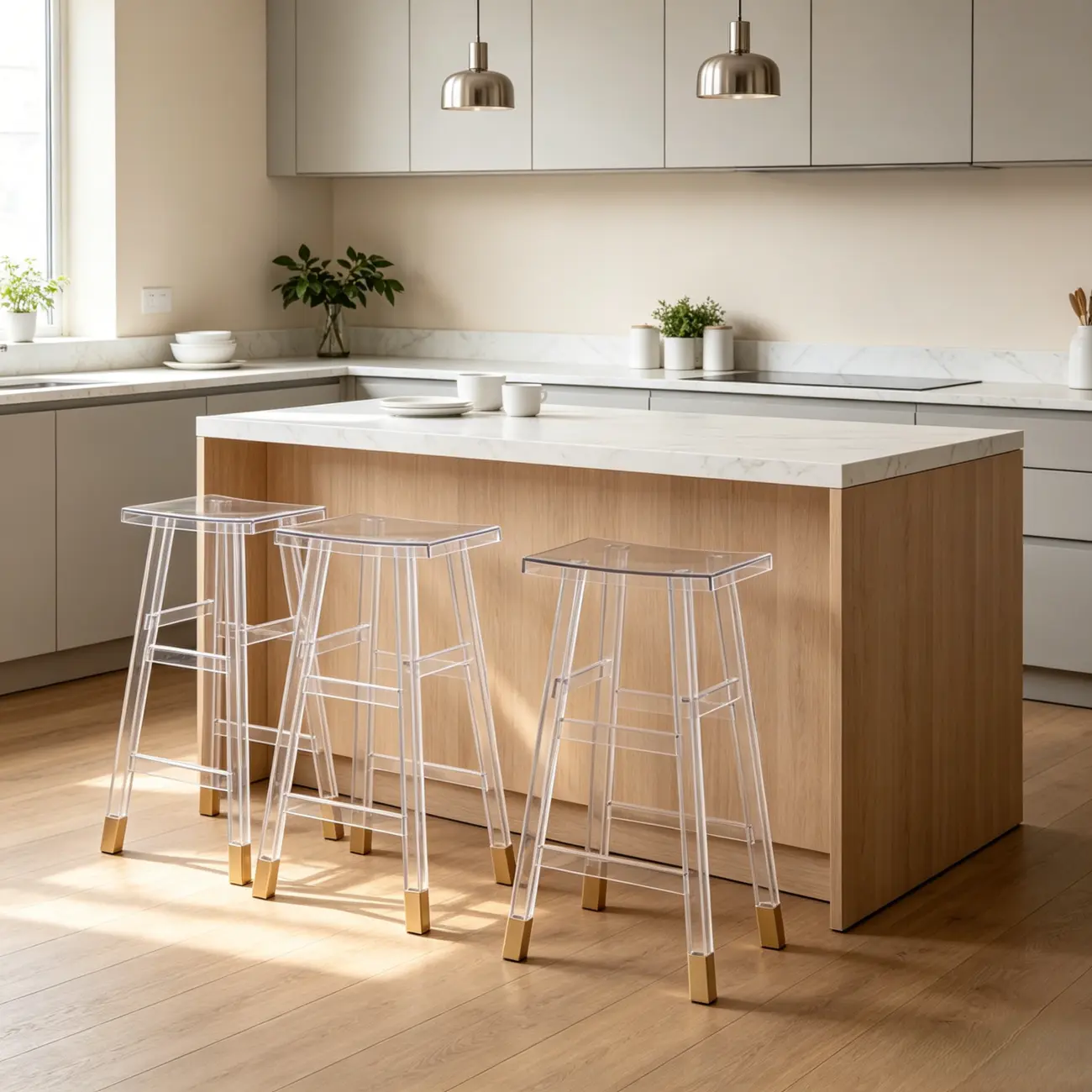 Saddle Acrylic Counter Height Backless Bar Stools Image - 5 | homeyfad