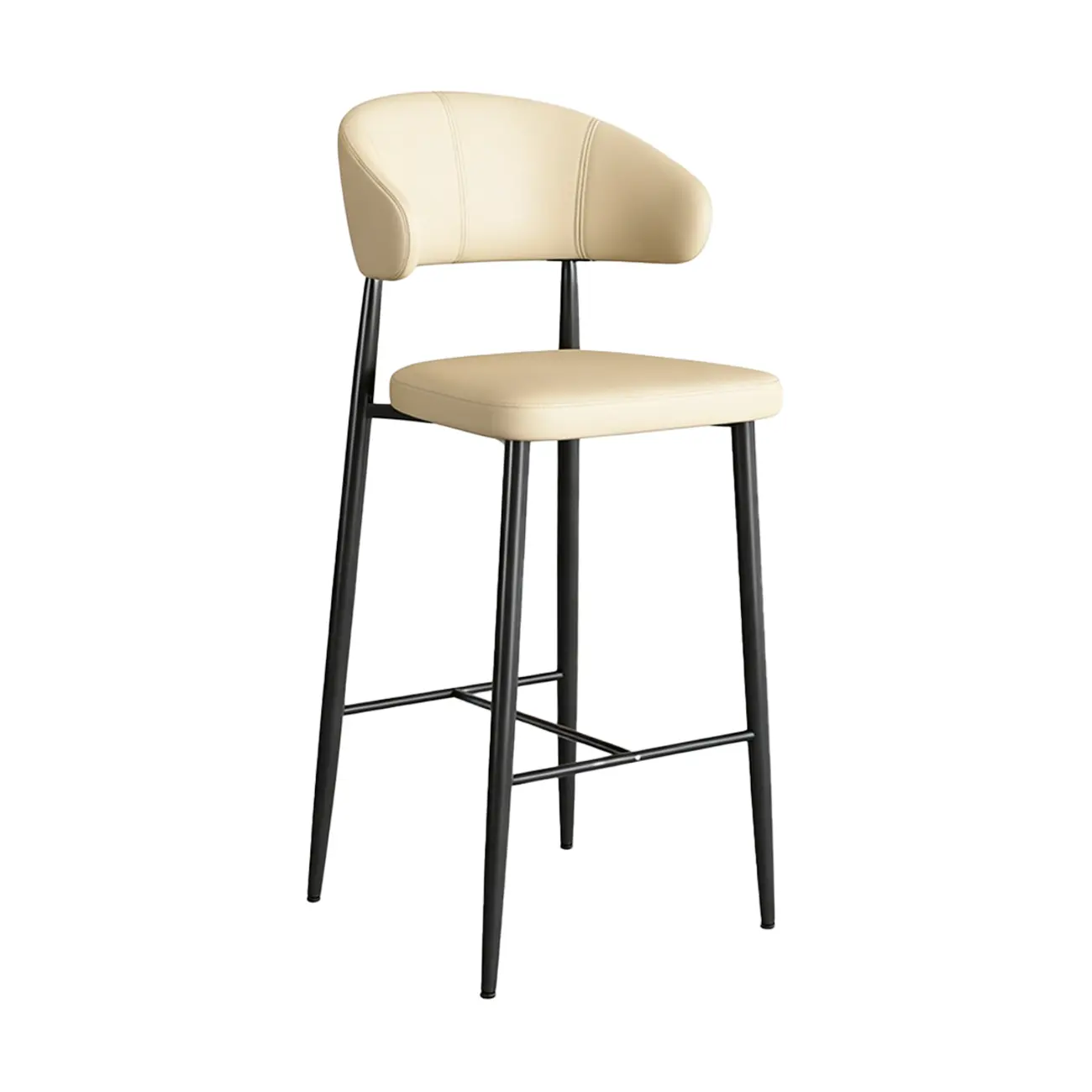 Modern Faux Leather Counter Height Bar Stool with Curved Back Image - 19 | homeyfad