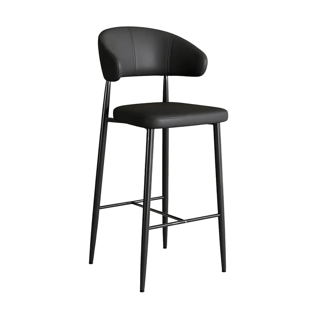 Modern Faux Leather Counter Height Bar Stool with Curved Back Image - 20 | homeyfad