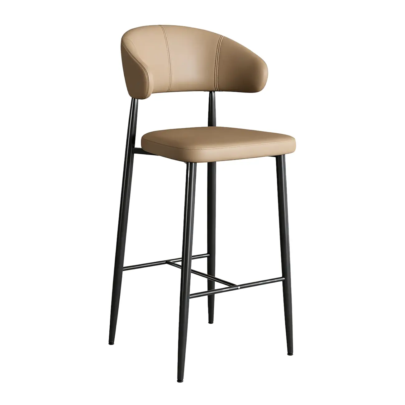 Modern Faux Leather Counter Height Bar Stool with Curved Back Image - 21 | homeyfad