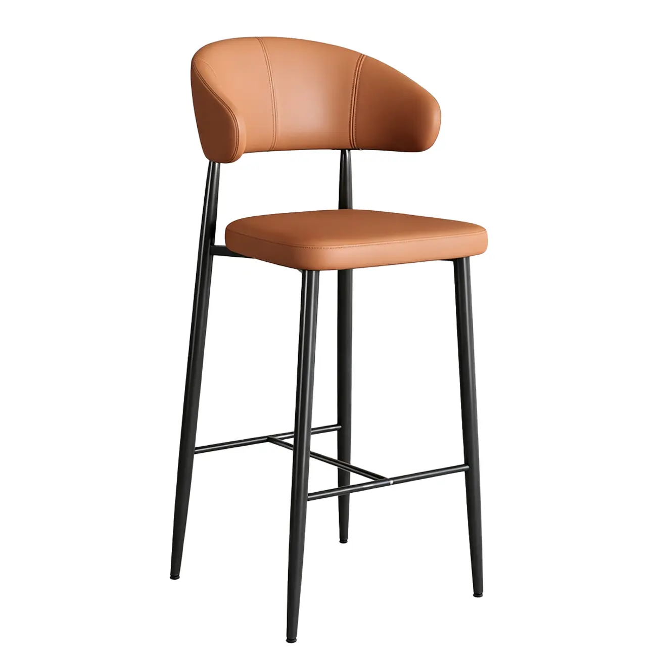 Modern Faux Leather Counter Height Bar Stool with Curved Back Image - 22 | homeyfad