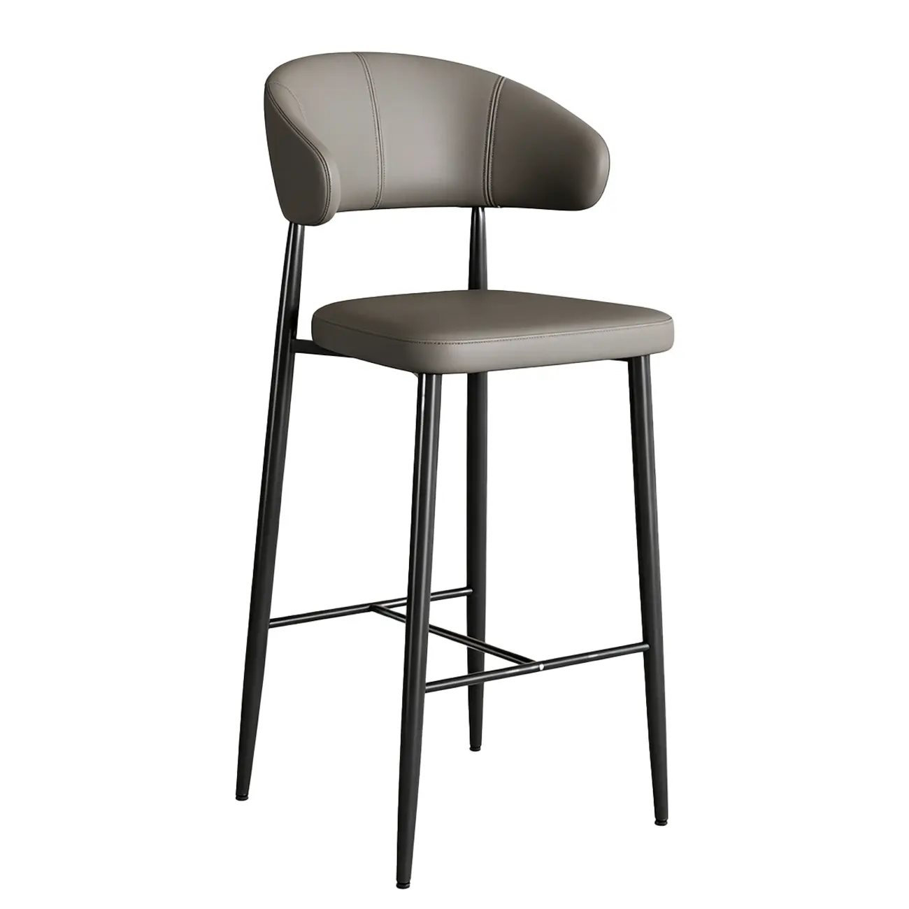Modern Faux Leather Counter Height Bar Stool with Curved Back Image - 23 | homeyfad