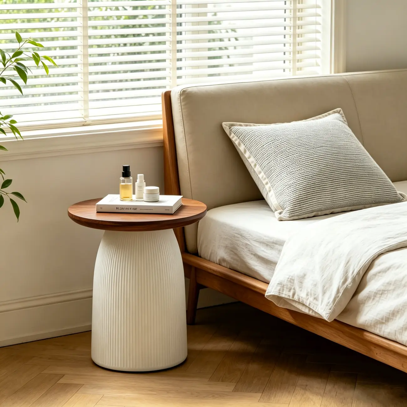 Living Room Brown Round Pedestal End Table Image - 6 | homeyfad