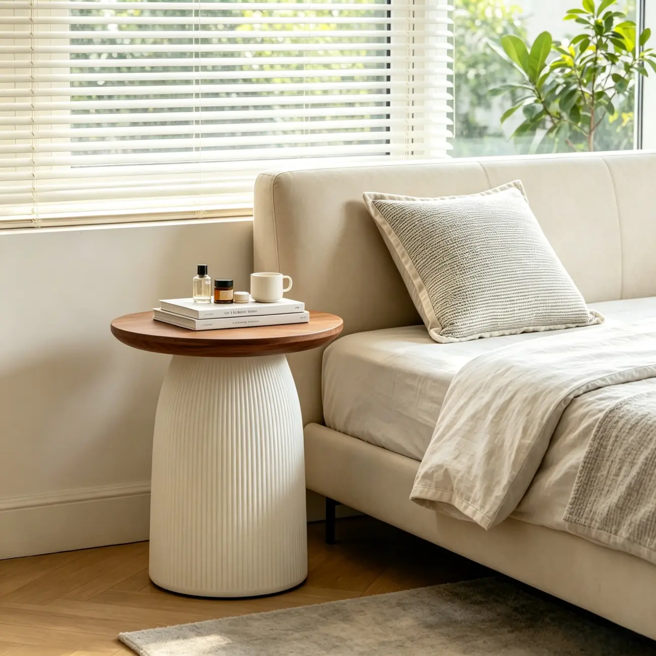 Living Room Brown Round Pedestal End Table Image - 1 | homeyfad