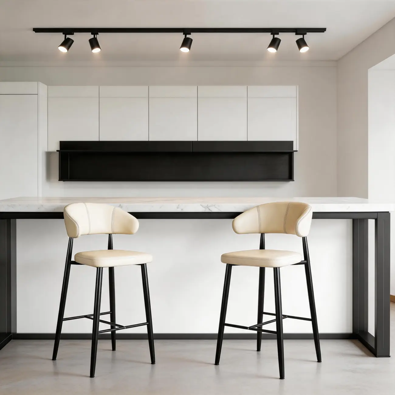 Modern Faux Leather Counter Height Bar Stool with Curved Back Image - 12 | homeyfad