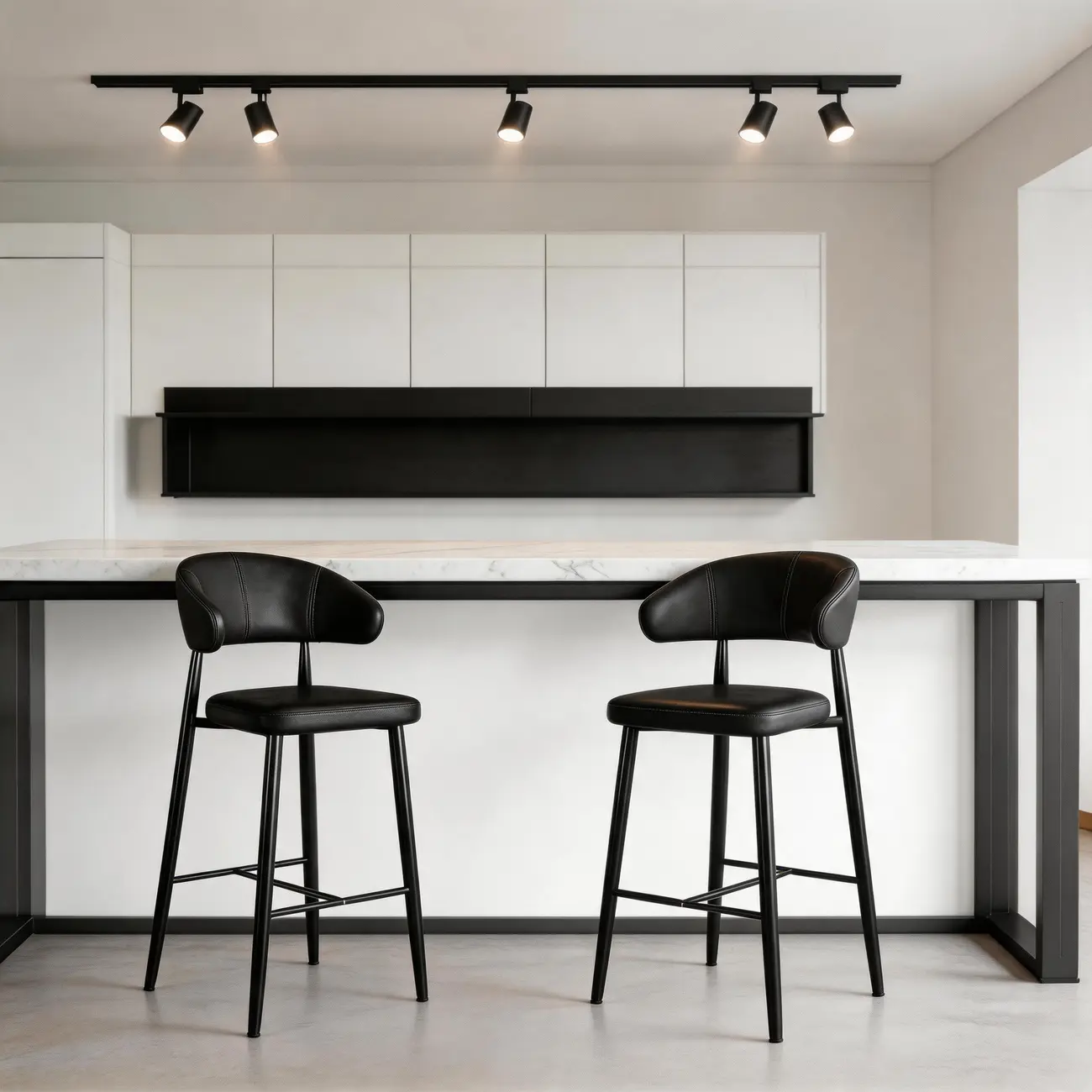 Modern Faux Leather Counter Height Bar Stool with Curved Back Image - 13 | homeyfad