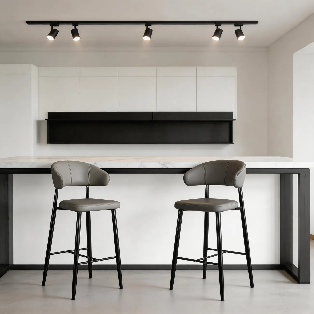 Modern Faux Leather Counter Height Bar Stool with Curved Back Image - 14 | homeyfad