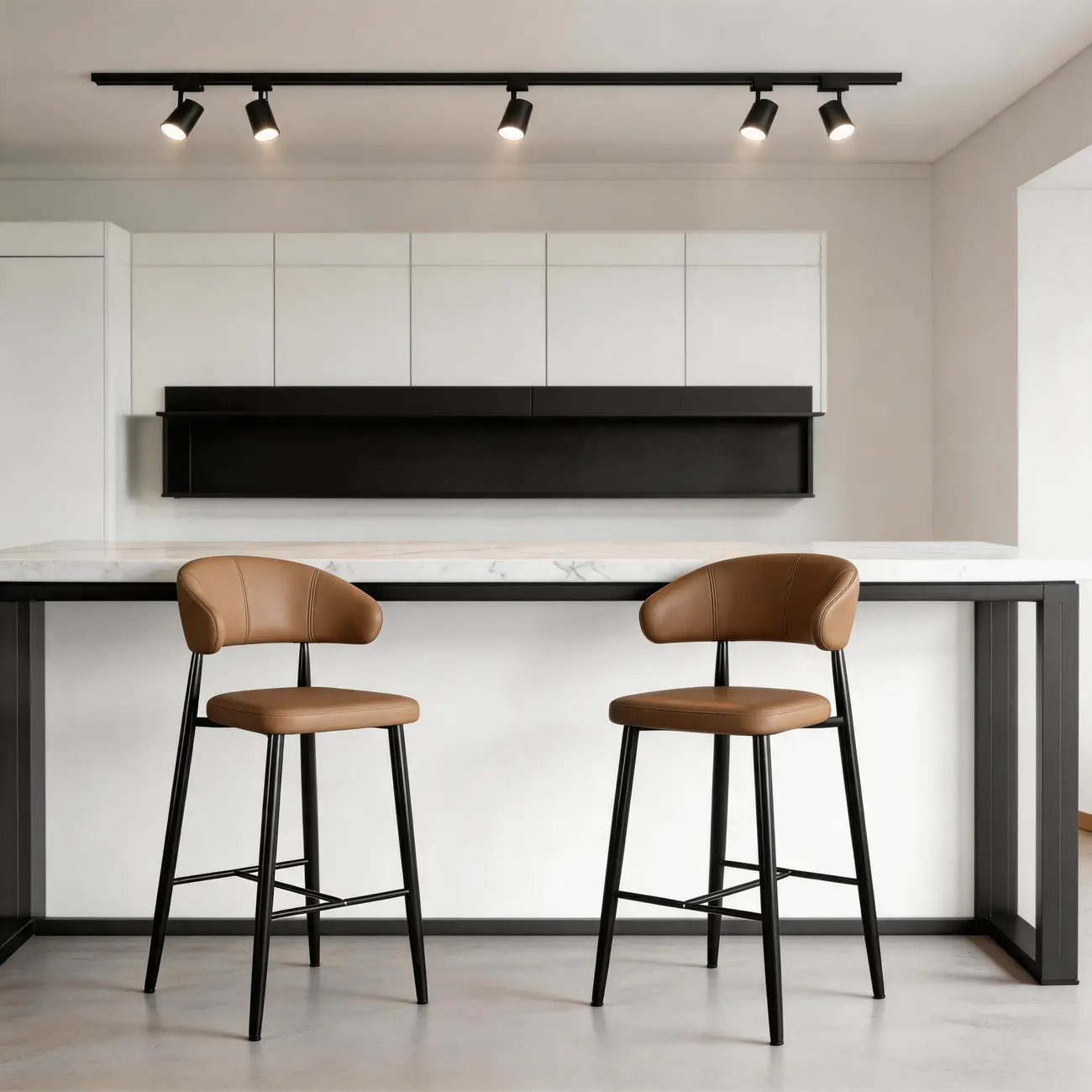 Modern Faux Leather Counter Height Bar Stool with Curved Back Image - 15 | homeyfad