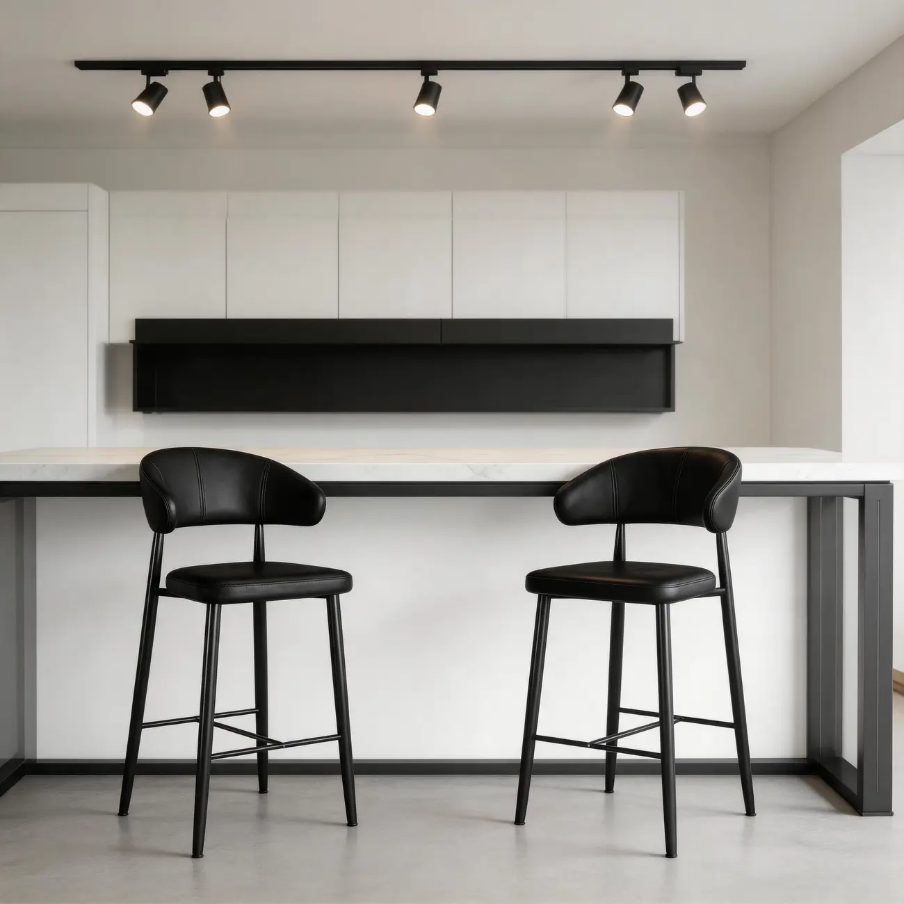 Modern Faux Leather Counter Height Bar Stool with Curved Back Image - 17 | homeyfad