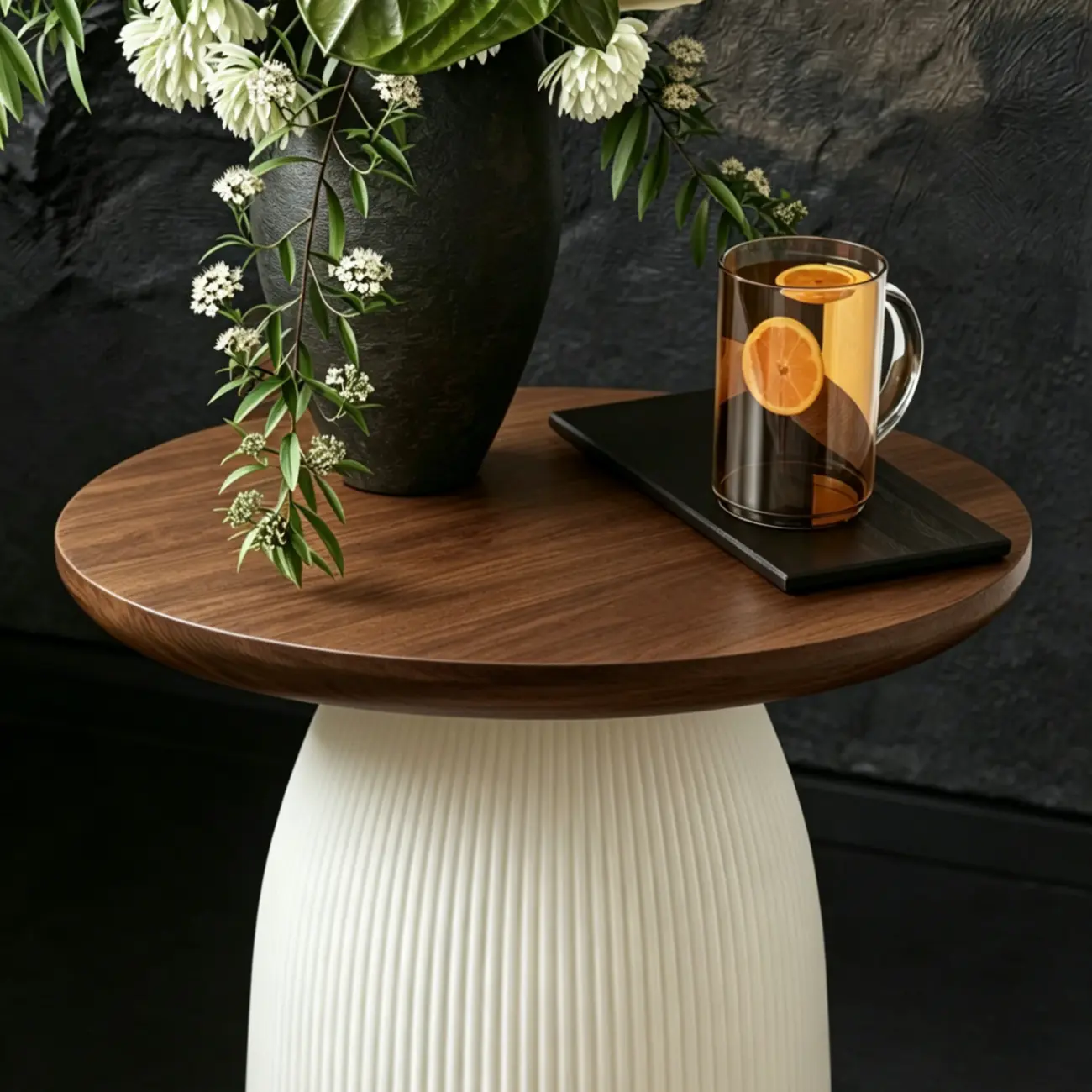 Living Room Brown Round Pedestal End Table Image - 7 | homeyfad