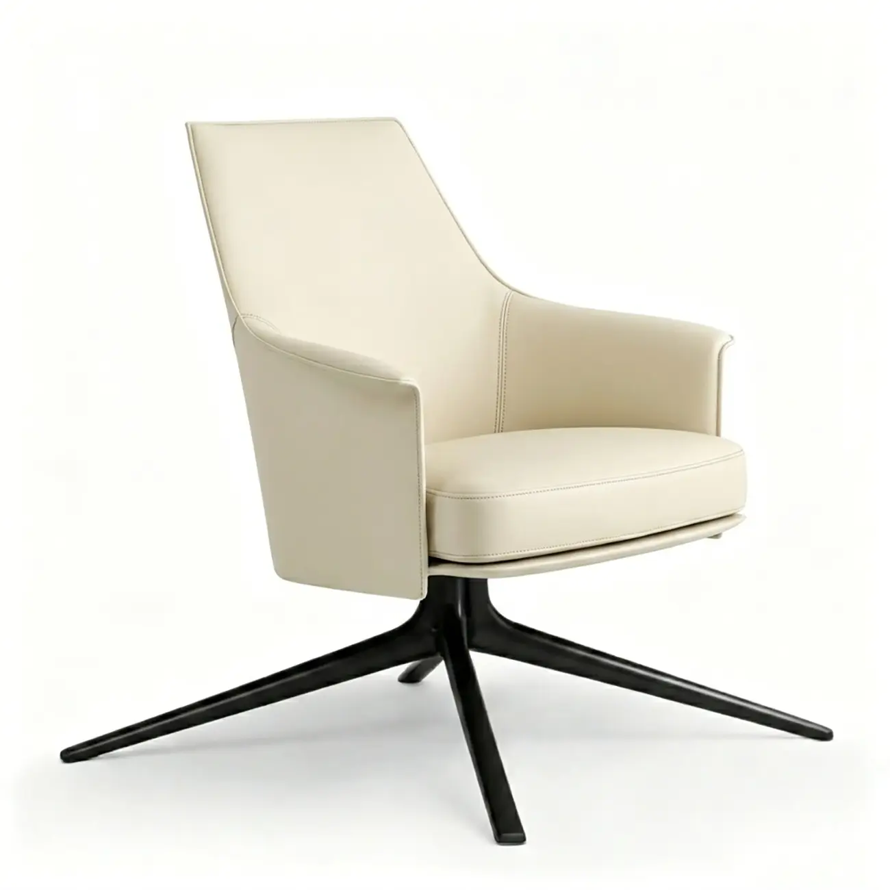 Mid-century Modern Swivel Leather Arm Chair High And Mid Back Image - 14 | homeyfad