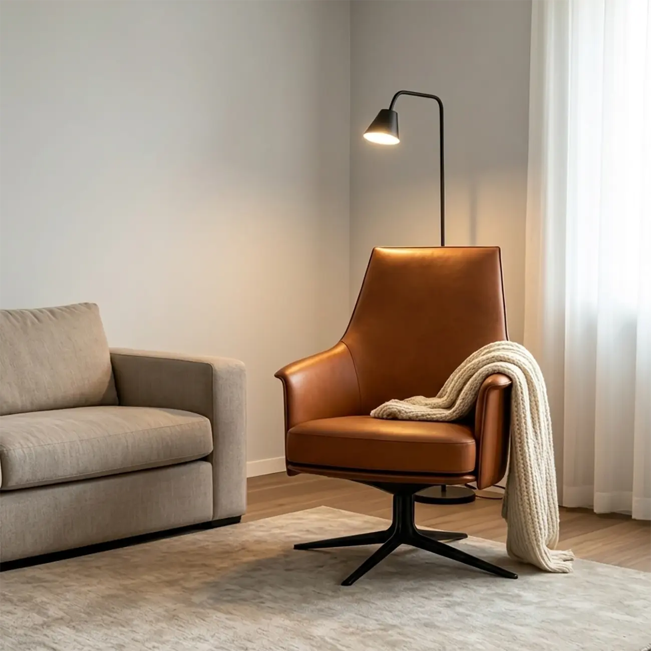 Mid-century Modern Swivel Leather Arm Chair High And Mid Back Image - 10 | homeyfad