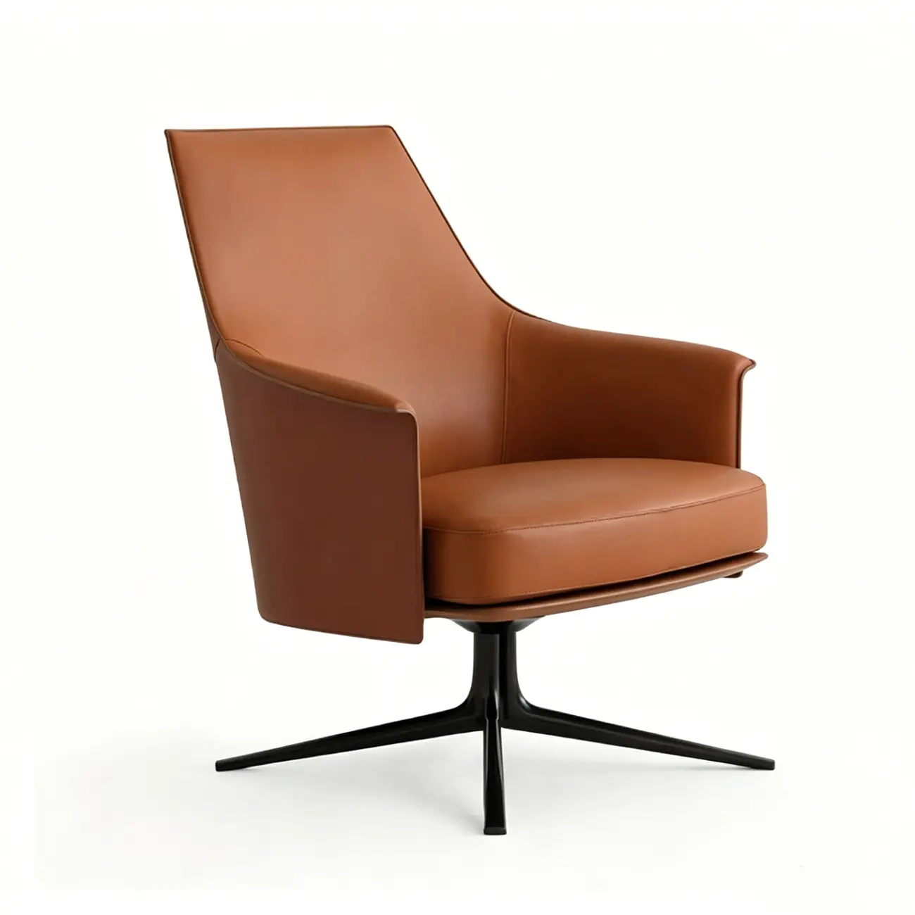 Mid-century Modern Swivel Leather Arm Chair High And Mid Back Image - 15 | homeyfad