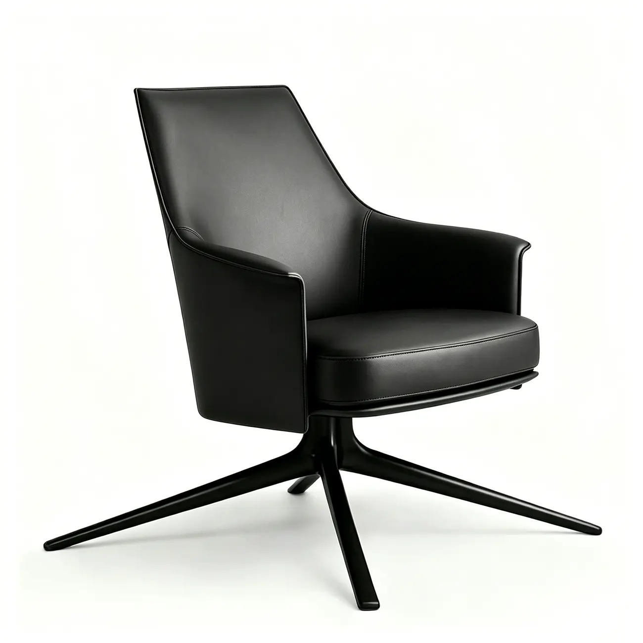 Mid-century Modern Swivel Leather Arm Chair High And Mid Back Image - 18 | homeyfad