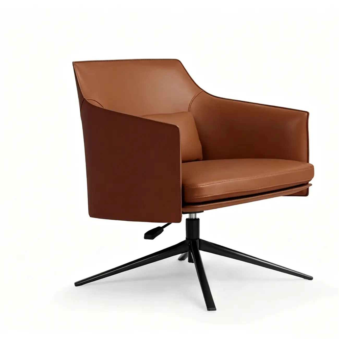Mid-century Modern Swivel Leather Arm Chair High And Mid Back Image - 13 | homeyfad