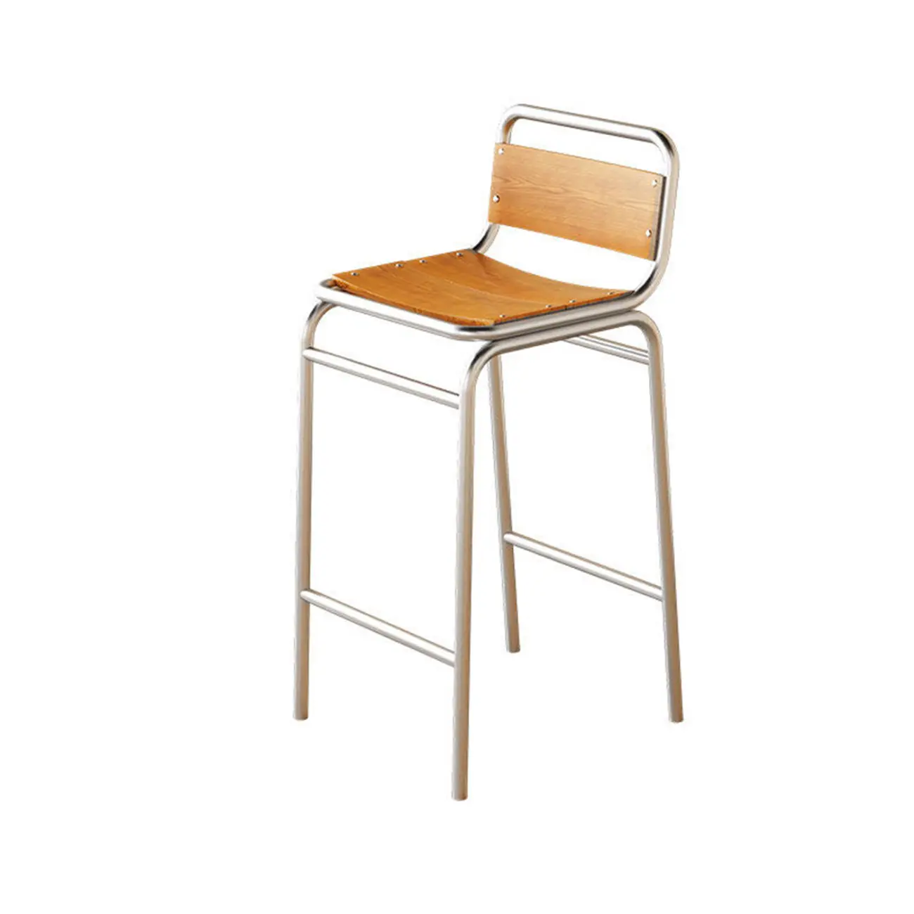 Minimalist Low Back Wood Seat Counter Height Bar Stool Image - 13 | homeyfad